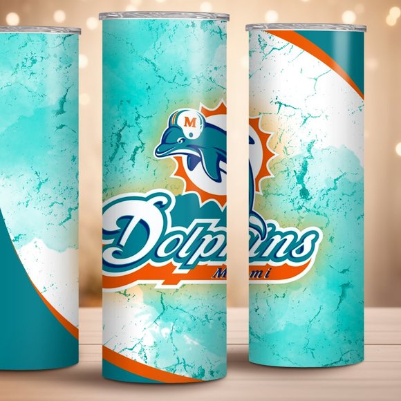 Miami Dolphins Tumbler, Dolphin Sublimation Tumbler, American Football Cup Gifts - Picture 3 of 4